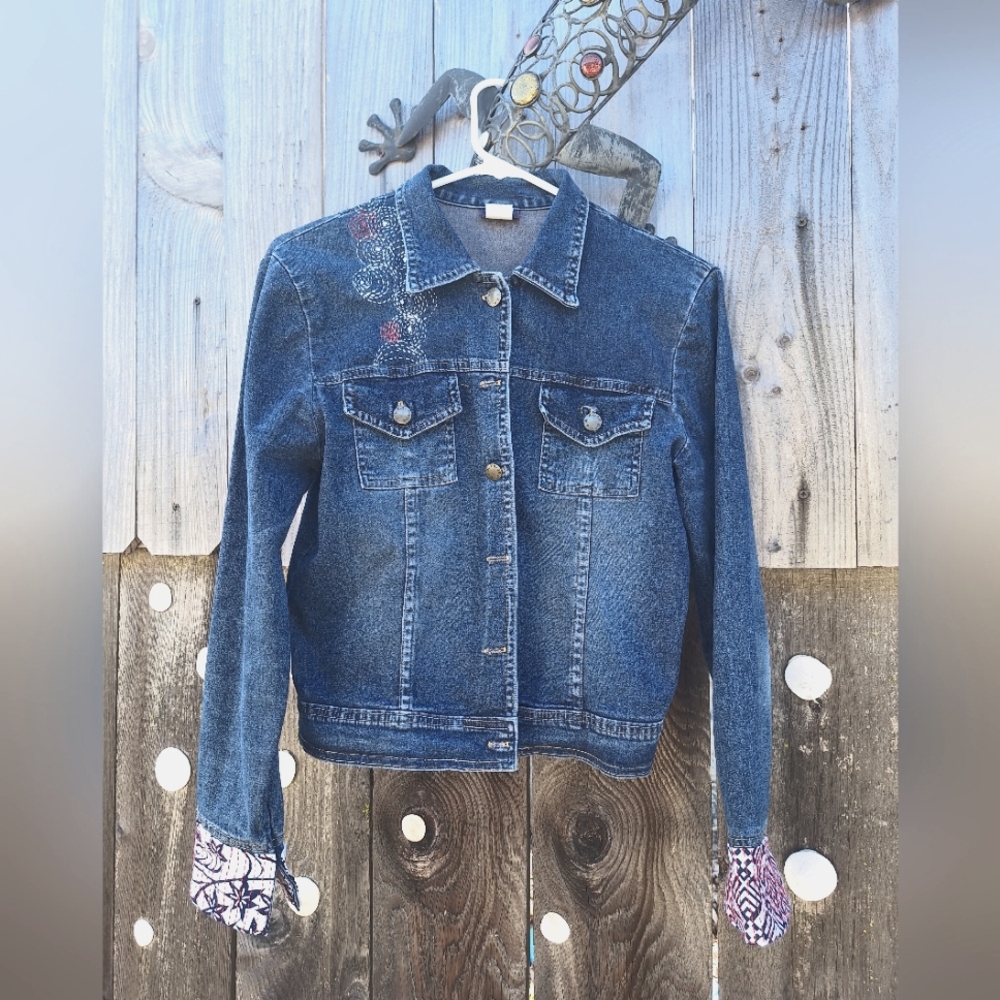 Denim Jacket with Embroidered Details
